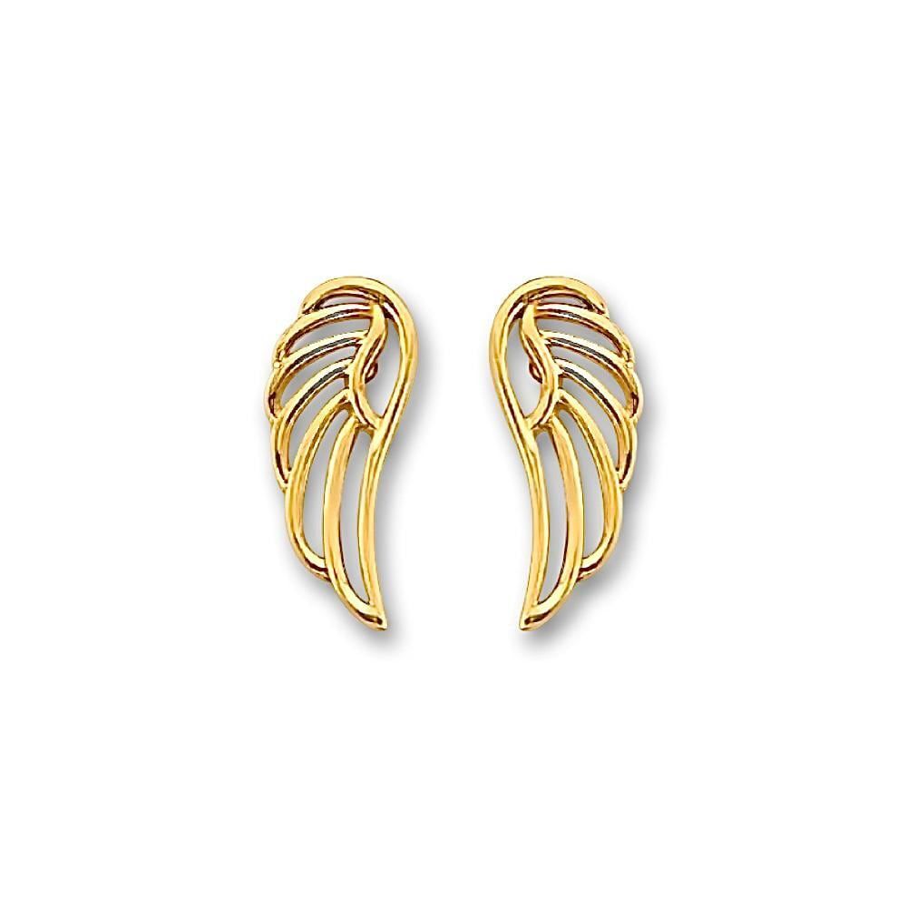 14K Solid Gold Wing Stud Earrings | Dainty Angel Jewelry By Tehrani Jewelry